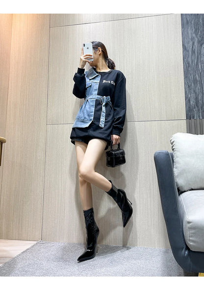 Knee-High Pointy Toe Women Boots 13cm Ultra Thin Steel High Heels Metal Heel Patent Leather Wide Calf Boots for Women Plus Size NovaCart