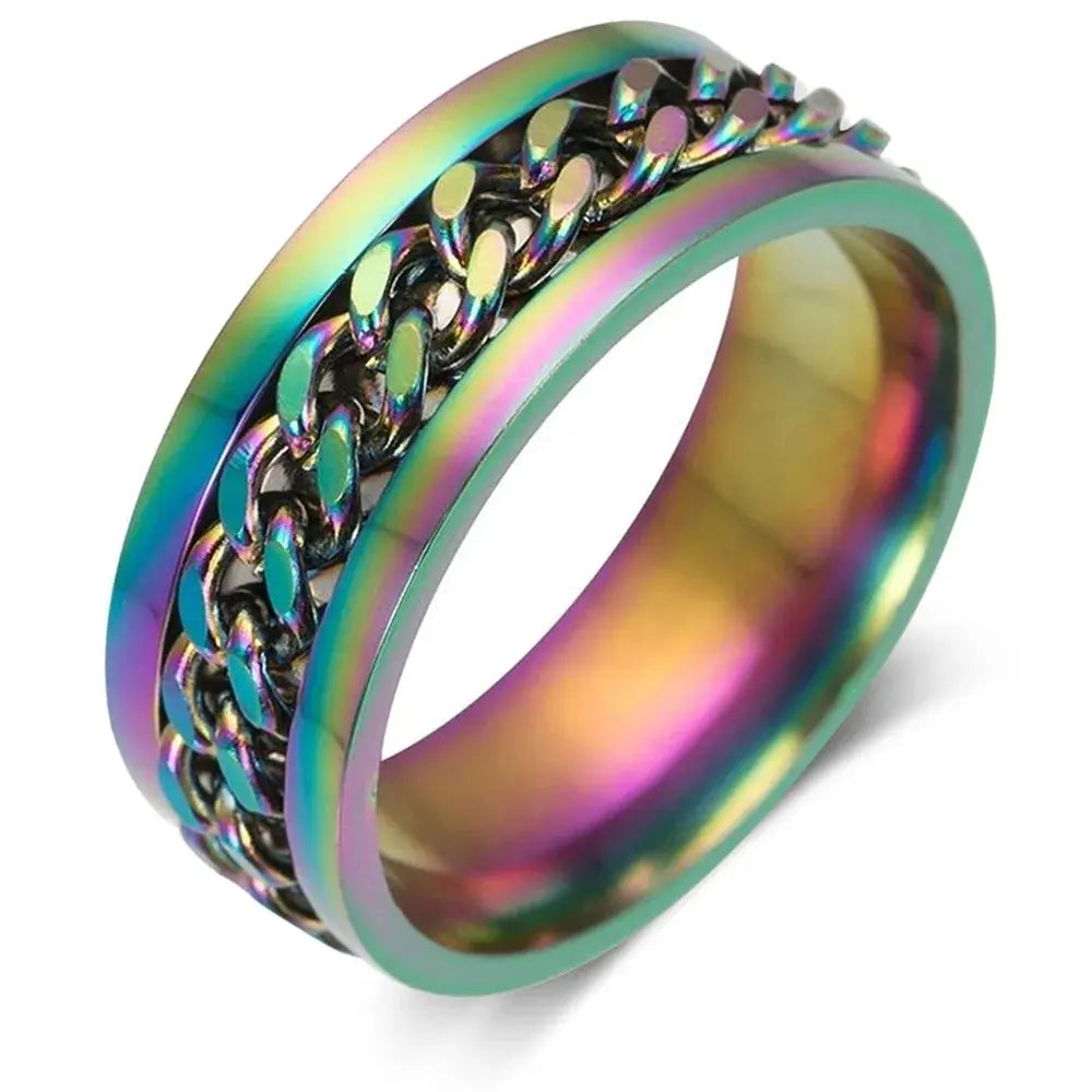 Spinning Anxiety Rings Free Shipping Items For Men Titanium Steel Rotatable Chain Fidget Joint Ring Jewelry Anillos De Hombres NovaCart