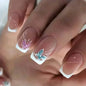 24Pcs Short Square Coffin False Nails Square Fake Nails with Glue French Glitter Wearable Acrylic Nails Set Press on Nail Tips NovaCart