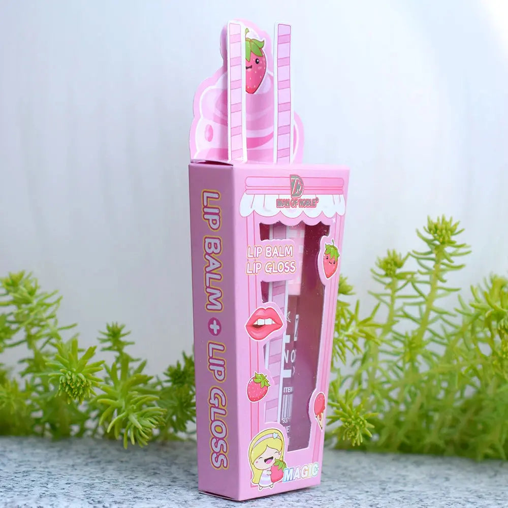 Cute Ice Cream Shiny Lip Gloss Lip Balm Set Girls Woman Waterproof Longlasting Natural Moisturizing Lips Makeup NovaCart