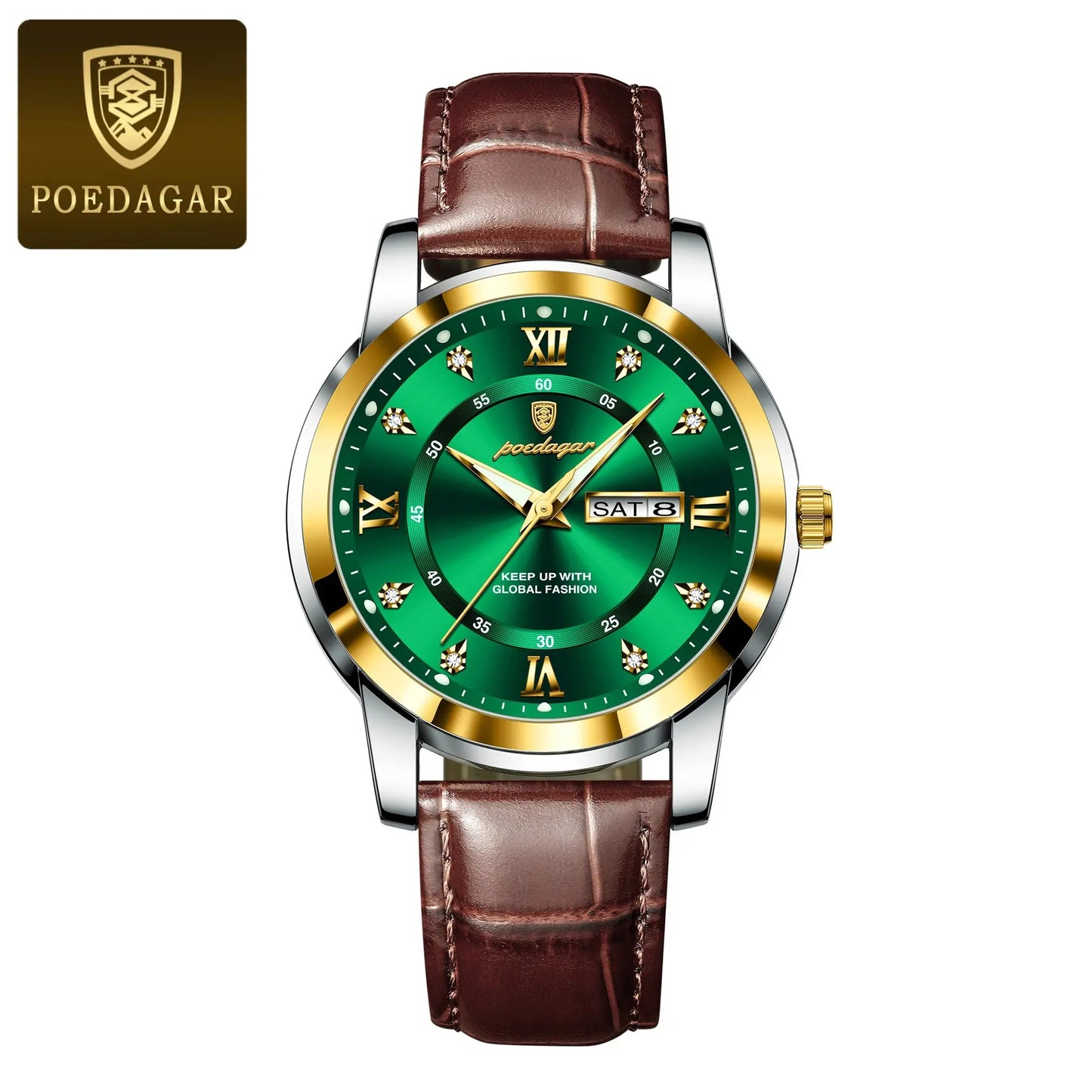 POEDAGAR Luxury Business Male Wristwatch Waterproof Luminous Leather Man Watch Date Week Sport Casual Men's Quartz Watches reloj NovaCart
