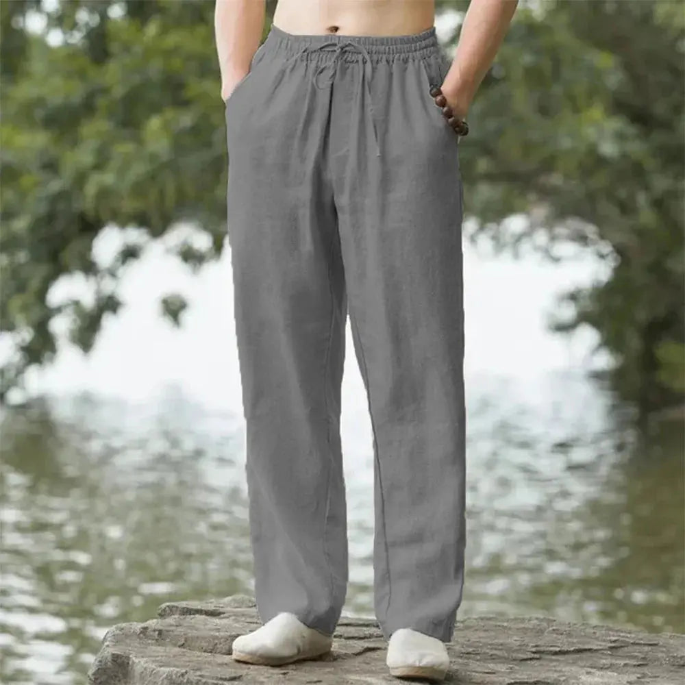 Men's Beach Pants Joggers  Streetwear Cotton Linen Sweatpants Casual Pants Hawaiian Vacation Loose Summer Long NovaCart