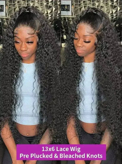 13x6 Glueless 250 Density Brazilian Deep Wave Curly HD Lace Frontal 100% Human Hair Wig For Women Preplucked Best Hair Water Wig NovaCart