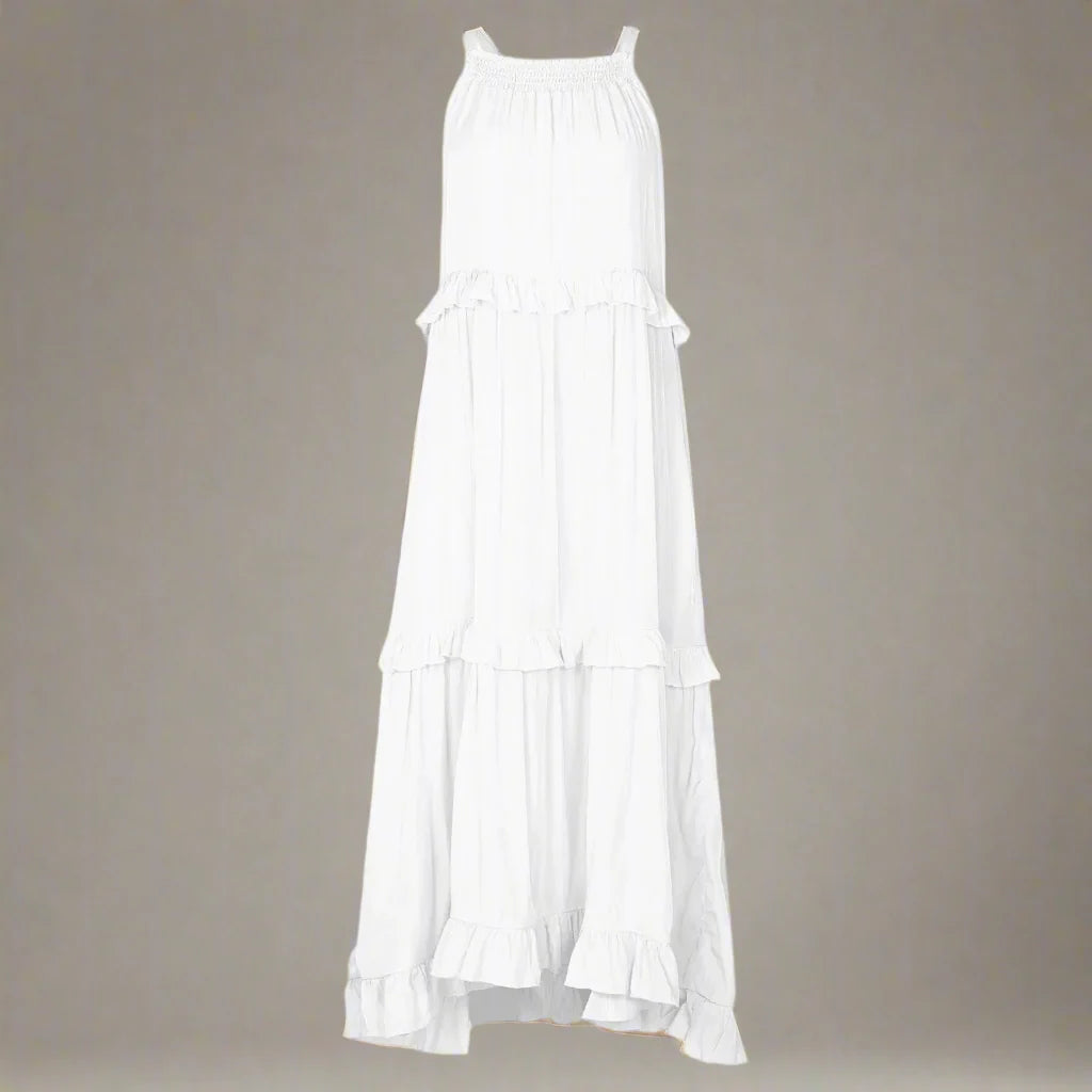Elegant Apricot Ruffle Maxi Dress FitiqueFit