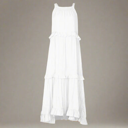 Elegant Apricot Ruffle Maxi Dress FitiqueFit