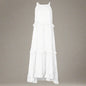 Elegant Apricot Ruffle Maxi Dress FitiqueFit