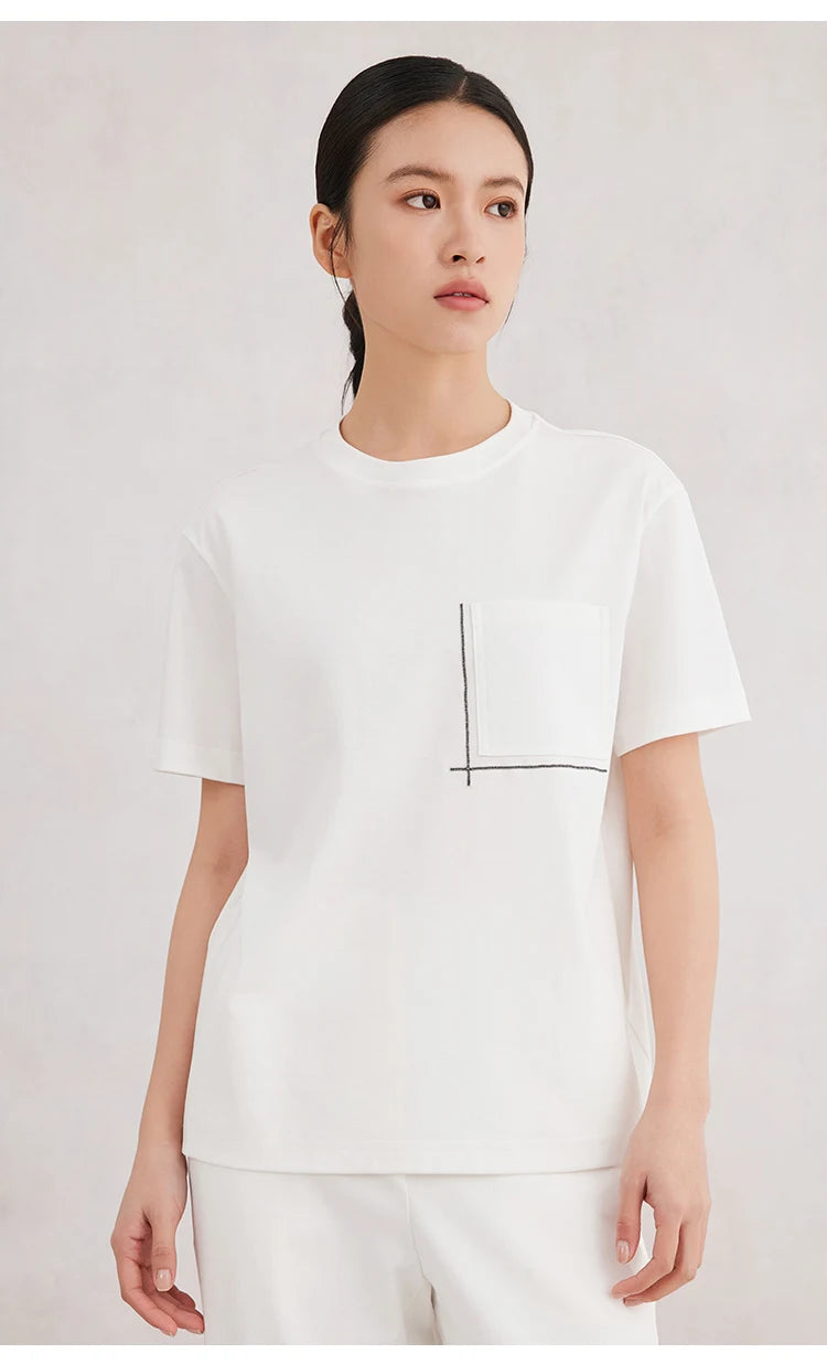 K3147W White Premium Clothes Ladies long staple cotton Tshirts Women's Clothing T-Shirt for Women NovaCart