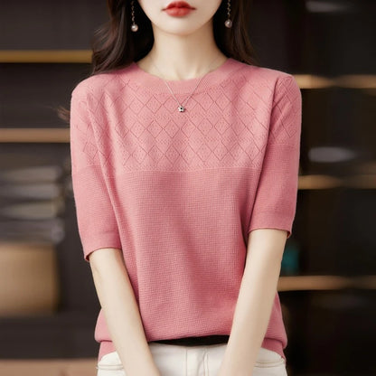 Summer Thin Knitted T Shirts for Women Casual Tees Ladies Fashion Blusas Harajuku T-Shirts Ropa Mujer Elegant Tops Woman Clothes NovaCart