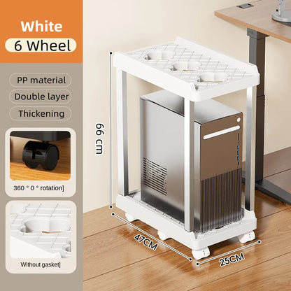 Double Layer PC Tower Stand, Mobile CPU Case Base with Universal Wheels, Heightening Storage Support Bracket for Computer Host Pi-Mart