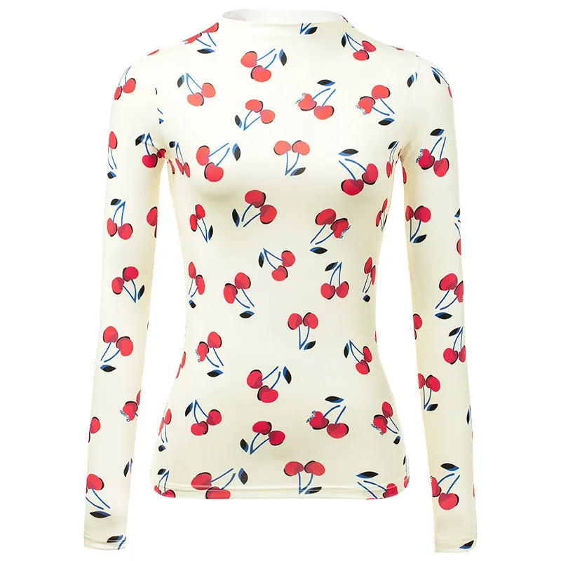 Woman Clothes Korean Moon Print Long Sleeve T-Shirt Fashion Casual Layered Sun Protection Top Ice Silk Basic Tee Spring Autumn NovaCart