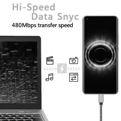 USB Type C Cable Date Sync 2.4A Fast 1M 2M 3M Charging Nylon Braided Wire Charger Cable For Samsung Huawei Android Mobile Phone Pi-Mart