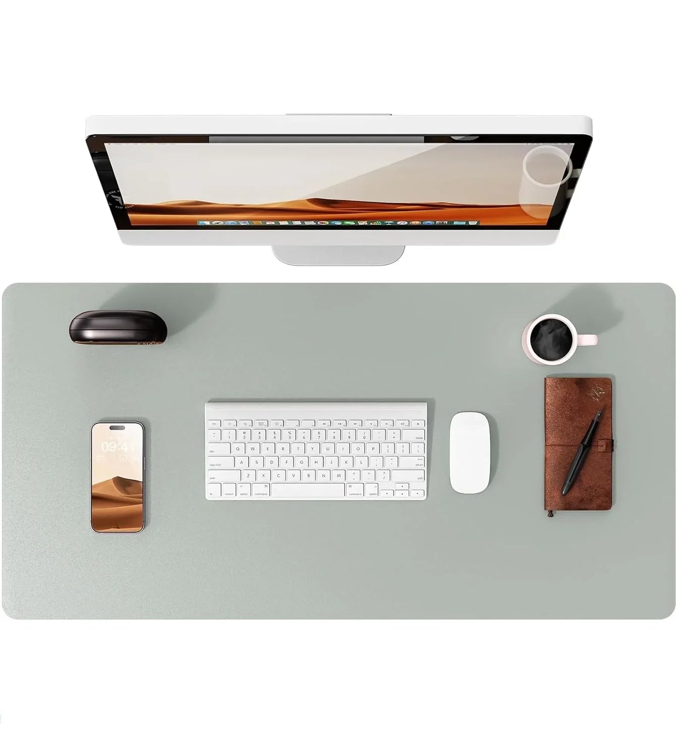 Large Mouse Pad,Office Desk Mat, Leather Desk Pad Protector, Non-Slip PU Leather Desk Blotter, Laptop Desk Pad Pi-Mart