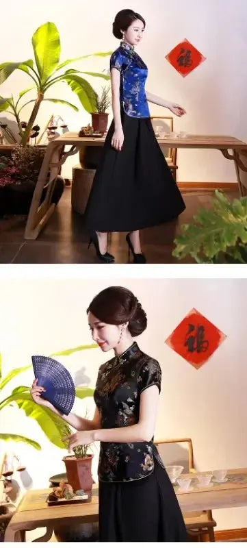 Elegant Ethnic Style Streetwear Cheongsam Qipao Tees Fashion Clothes Tshirts Vintage Shirts for Women Y2k Tops Women Clothing NovaCart