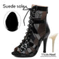 Women Latin Dance Shoes Black Boots High-Top High Heels Salsa Sandals Mesh Tango Boots Ladies Woman Party Ballroom Dance Shoes NovaCart