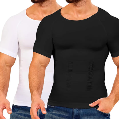 Men's Short Sleeve Compression T-Shirt V-neck Shapewear Tummy Control Flat Belly Tank Top Fitness Workout Slimming Body Shaper NovaCart