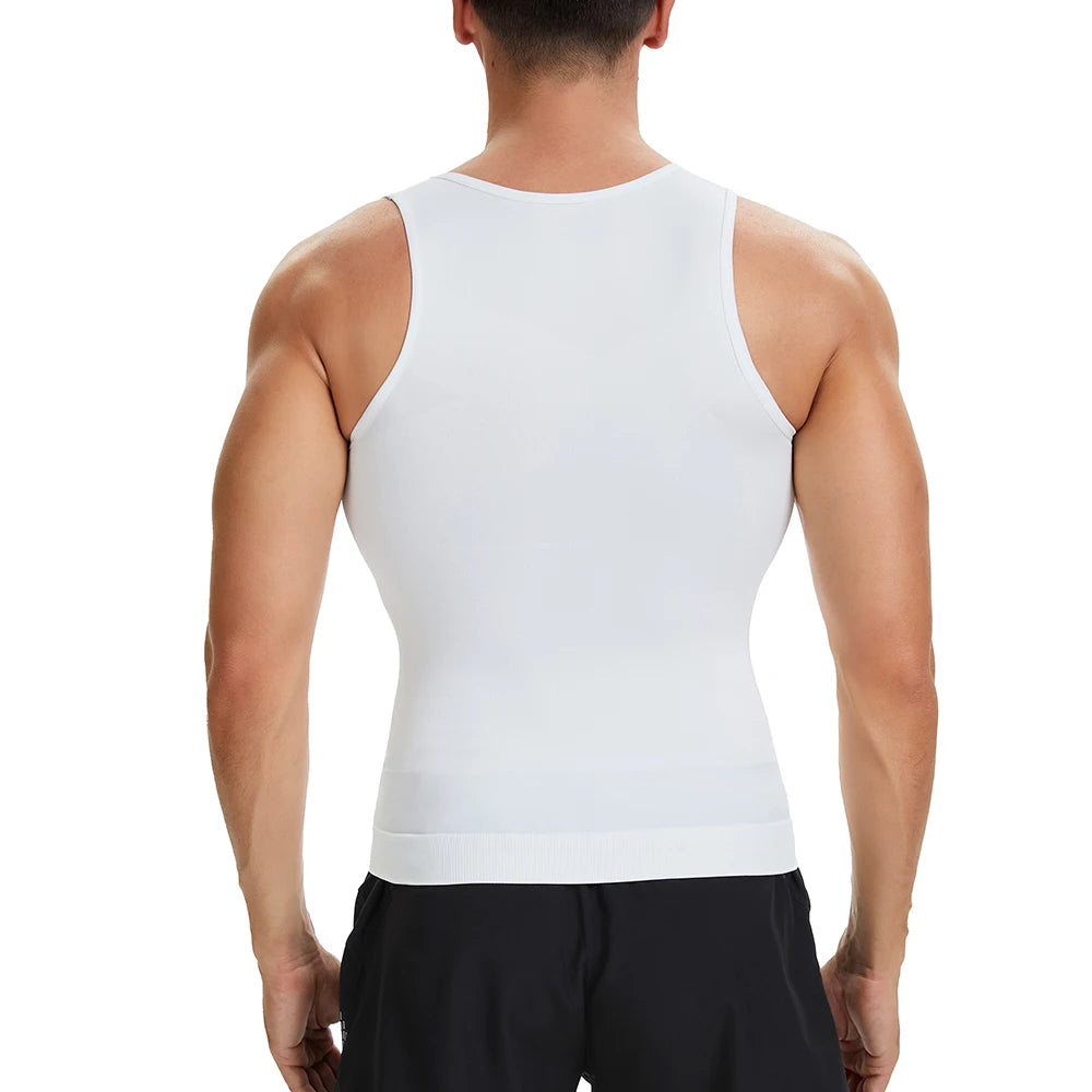 Men's Body Shaper Slimming Shirt V Neck Tummy Vest Compression Base Layer Slim Muscle Tank Top Shapewear NovaCart