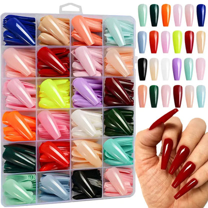 576pcs Short Round Square Fake Nails Glossy 24 Solid Colors Press on Nails Full Cover Artificial  Fingernail False Nail Tips #XS NovaCart