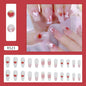 24Pcs/Box Charming Pink Flame Short Fake Nails press on Square Head Full Cover Detachable