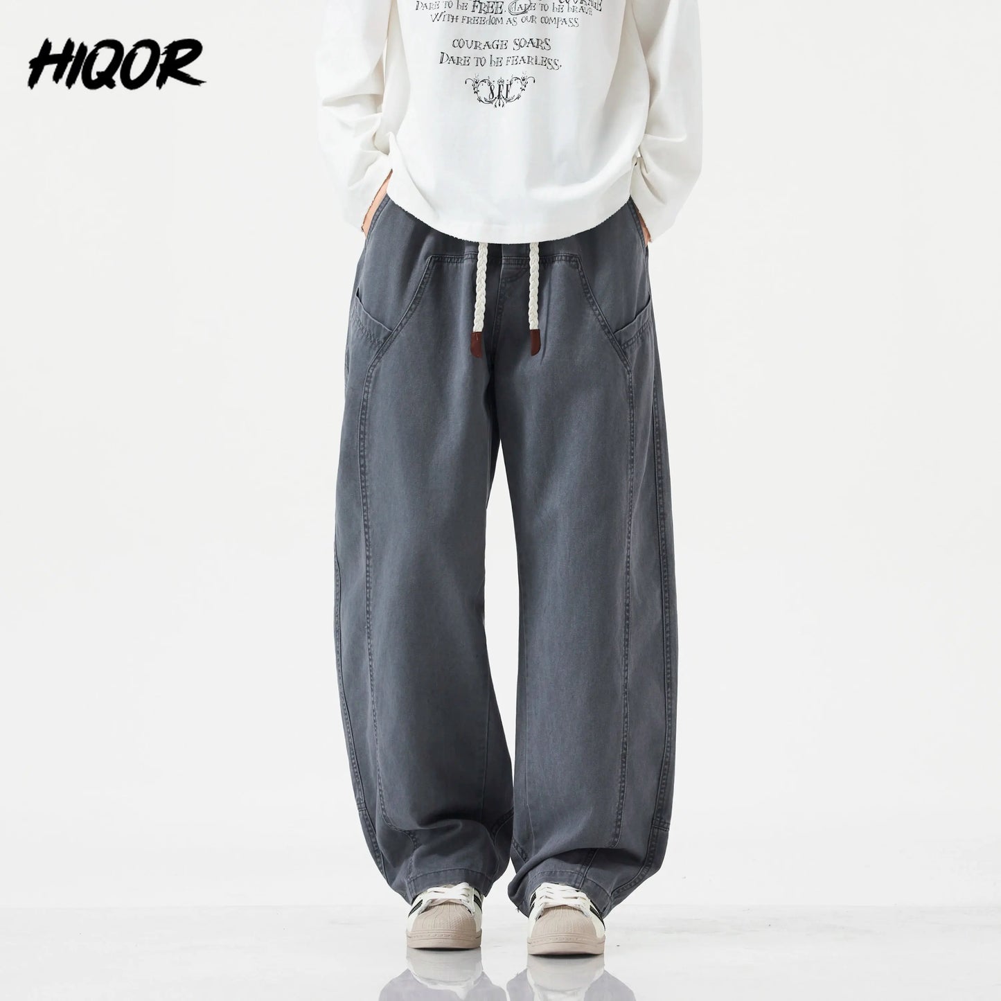 HIQOR High Quality 100% Cotton Work Pants Men Casual Straight Trousers Y2K Man Plus Size Cargo Pants Fashion Solid Workout Pants NovaCart