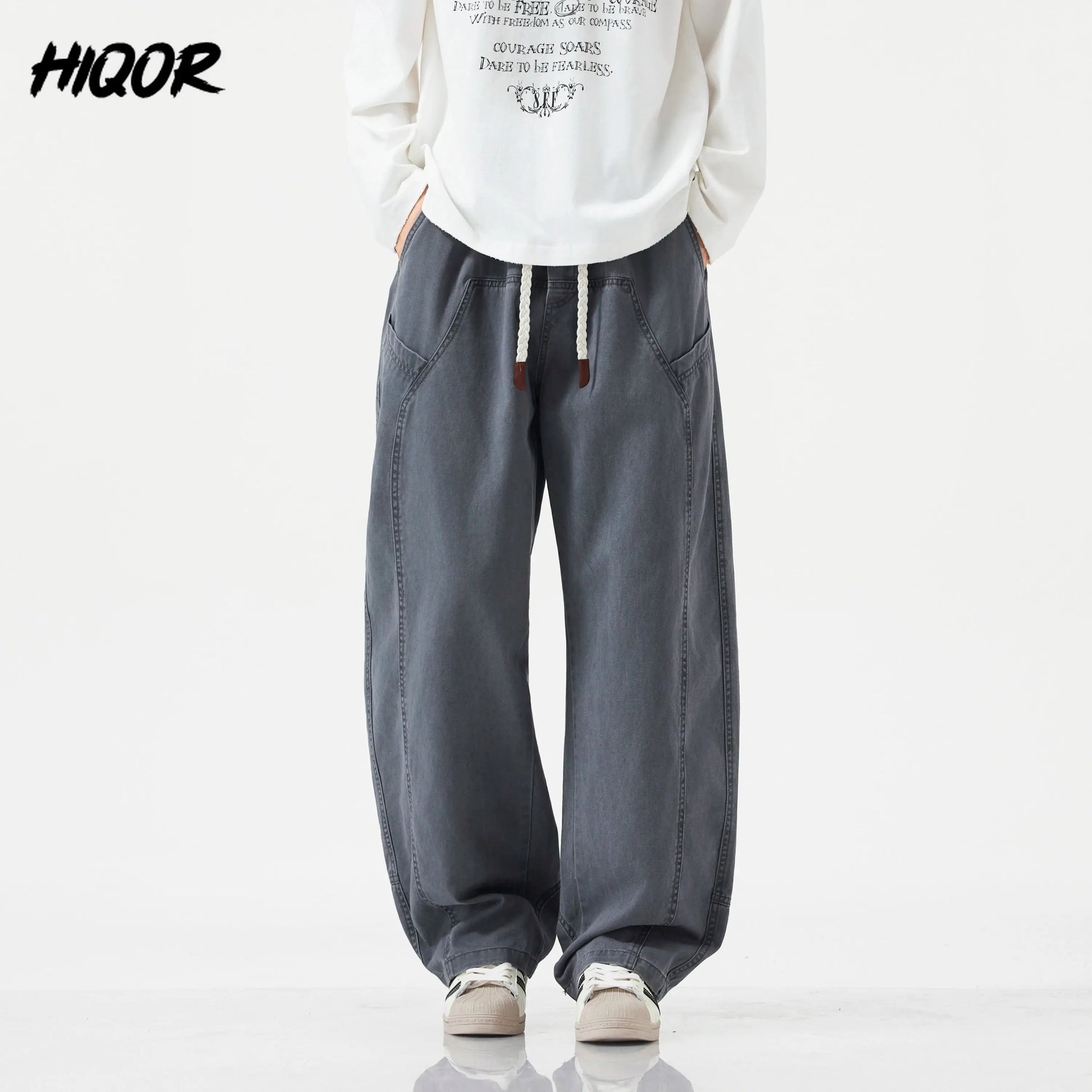 HIQOR High Quality 100% Cotton Work Pants Men Casual Straight Trousers Y2K Man Plus Size Cargo Pants Fashion Solid Workout Pants NovaCart