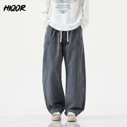 HIQOR High Quality 100% Cotton Work Pants Men Casual Straight Trousers Y2K Man Plus Size Cargo Pants Fashion Solid Workout Pants NovaCart