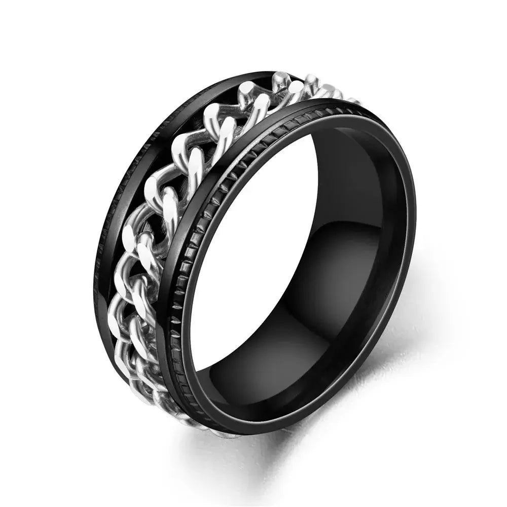 Spinning Anxiety Rings Free Shipping Items For Men Titanium Steel Rotatable Chain Fidget Joint Ring Jewelry Anillos De Hombres NovaCart