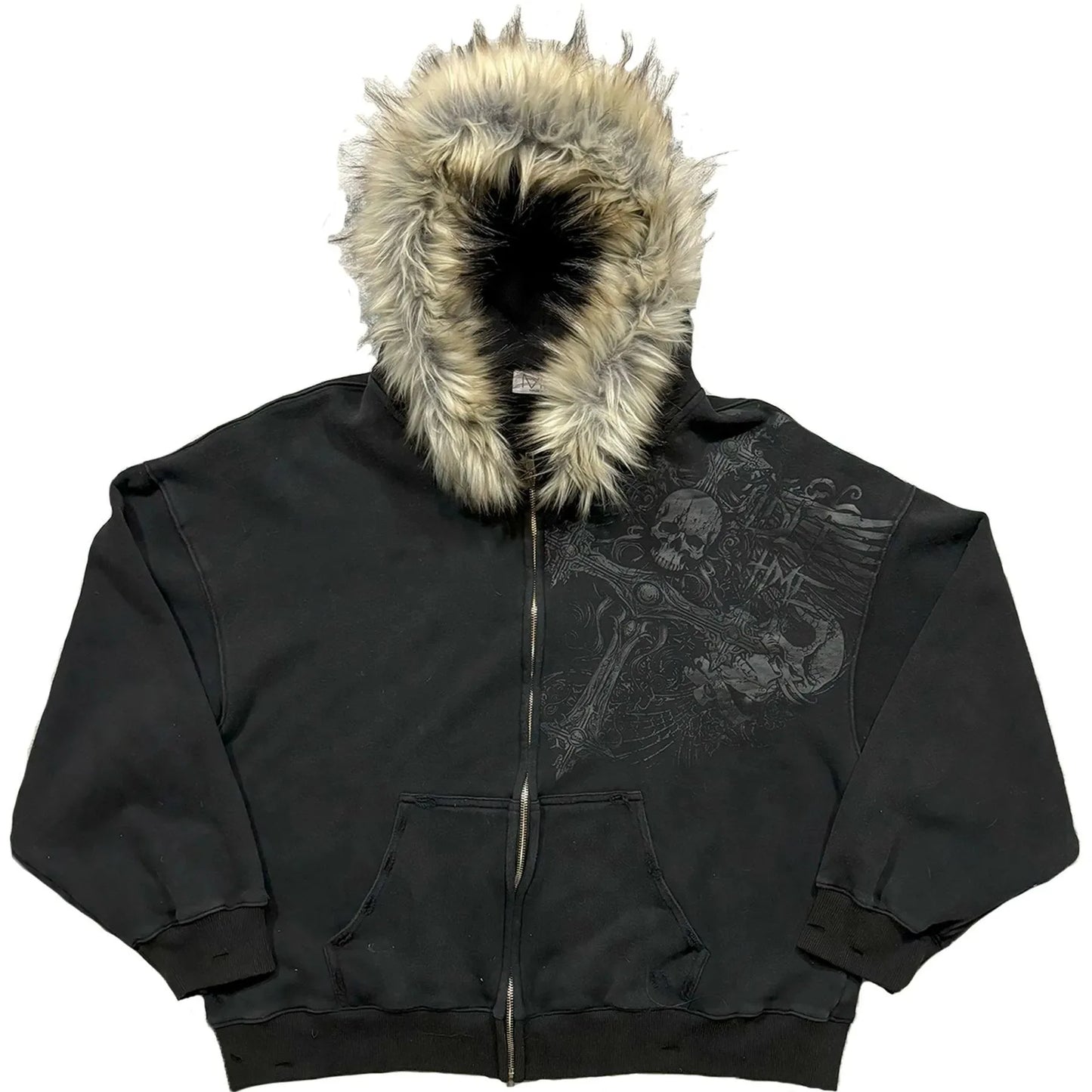 Autumn/Winter Y2k Women Aesthetic Harajuku Faux Fur Collar Hoodies Clothes Graphic Hip Hop Punk Gothic Zip Up Hoodies 2025 new NovaCart