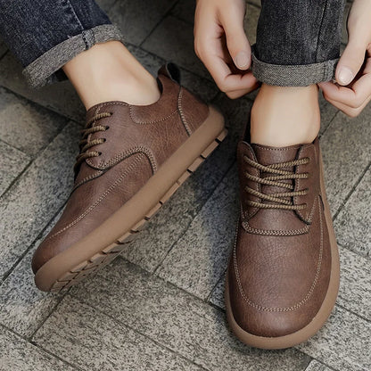Shoes for Men Male Sneakers Leather Shoes Round Toe Apring and Autumn Wear-resistant Return To The Ancients Loafers All-match NovaCart