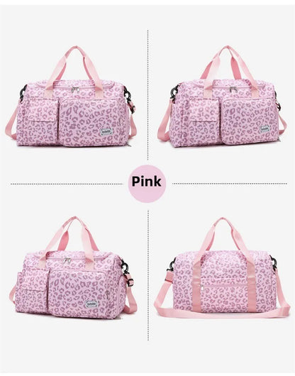 Classic Leopard Print Large Capacity Leisure Luggage Bag with Multiple Pockets and Shoe Compartment Sports Fitness Travel Bag NovaCart