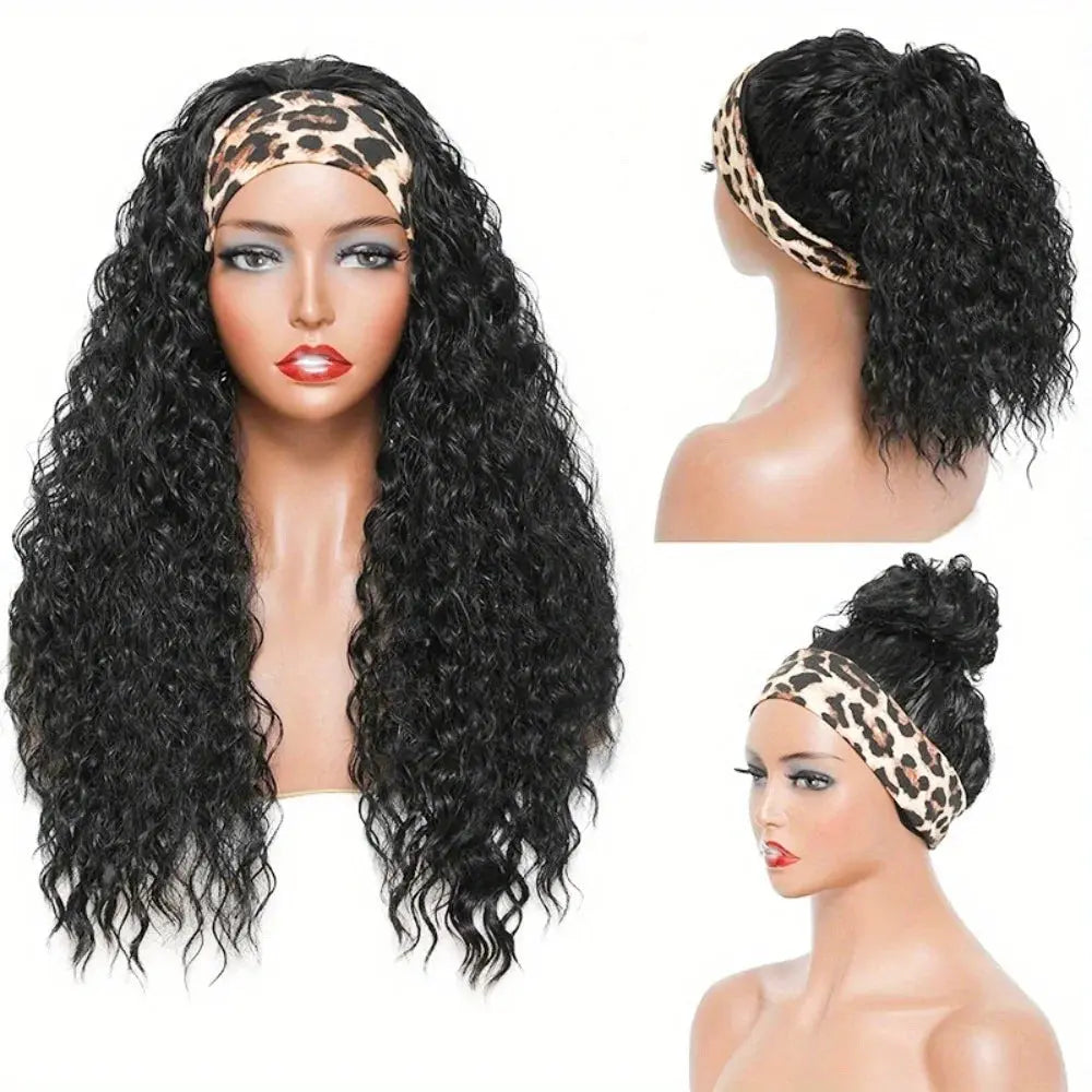 Headband Wigs Human Hair Water Wave Wig 250 Density 100% Real Human Hair Wigs None Lace Front Wigs Full Machine Made Wigs NovaCart