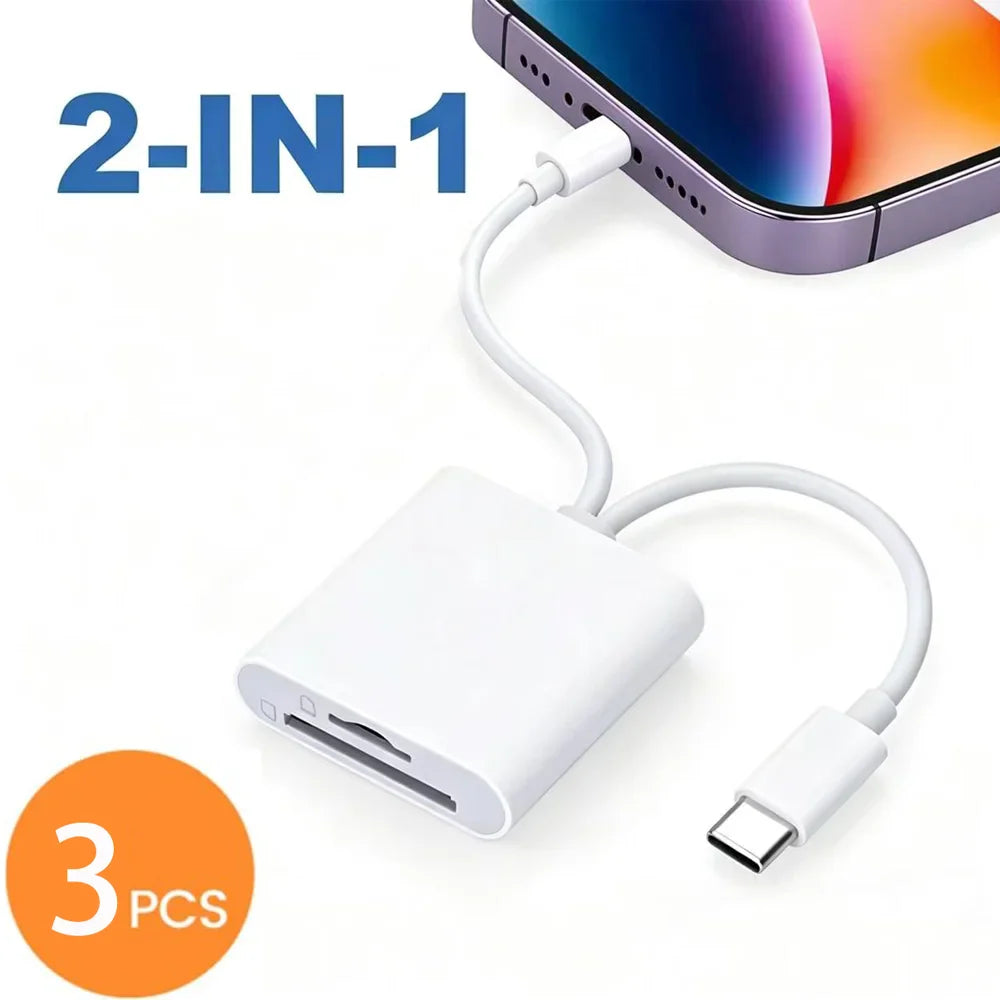 2 In 1 OTG Card Reader Type C Lightning to SD TF Memory Card Adapter For PC Laptop iPhone Multi Smart Cardreader No APP Requires Pi-Mart
