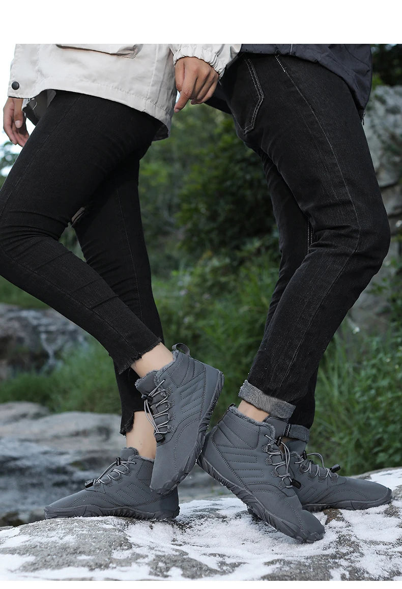 Snow Boots Men Winter Shoes Barefoot Ankle Boots 36-46 Couple Snow Shoes Outdoor Hiking Shoes Fur Warm Plush Boots NovaCart