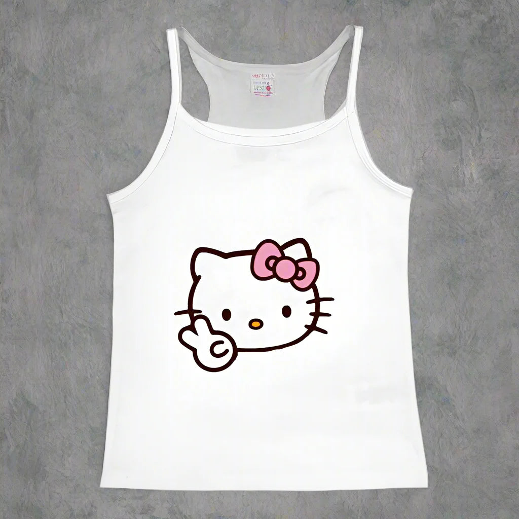Y2K Hello Kitty Crop Top – Emo Girls Vintage Punk Tank FitiqueFit