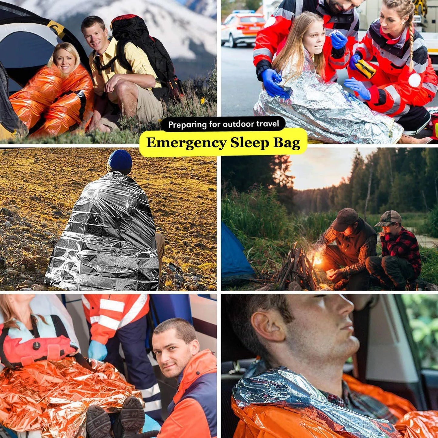Portable Waterproof Emergency Survival Sleeping Bag Outdoor Edc Camping Gear Thermal Sack First Aid Rescue Kit Mylar Blanket Pi-Mart