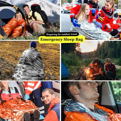 Portable Waterproof Emergency Survival Sleeping Bag Outdoor Edc Camping Gear Thermal Sack First Aid Rescue Kit Mylar Blanket Pi-Mart