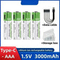 2025NEW Lithium-Ion Battery Type-C Rechargeable High-Capacity Battery AA&AAA Battery For remote control, mouse, electric toys Pi-Mart