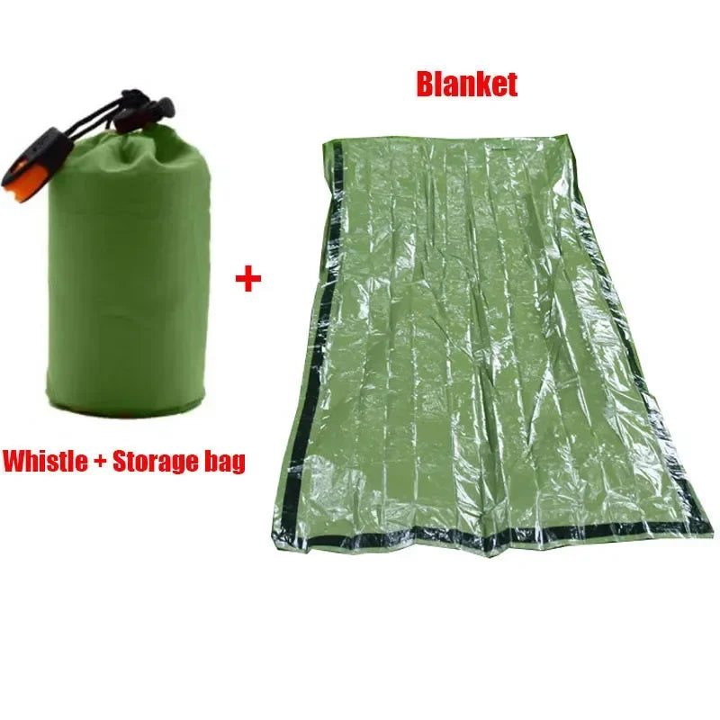Portable Waterproof Emergency Survival Sleeping Bag Outdoor Edc Camping Gear Thermal Sack First Aid Rescue Kit Mylar Blanket Pi-Mart