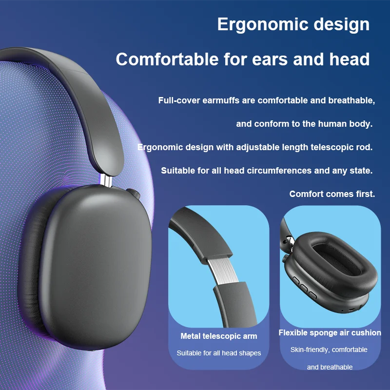 Newest ANC Max Bluetooth Headphone Active Noise Cancelling Wireless Earphone Over Ear Games Headphones ENC HD Mic Stereo Headset NovaCart