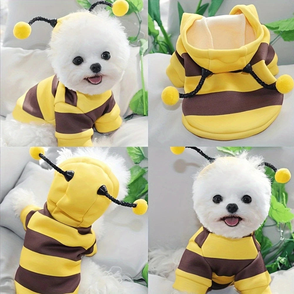 Cute Bee Costume Dog Cat Hoodie - thickened Pet Sweater Warm Outfit for Halloween Cosplay & Daily Wear pet clothes dogs clothes NovaCart