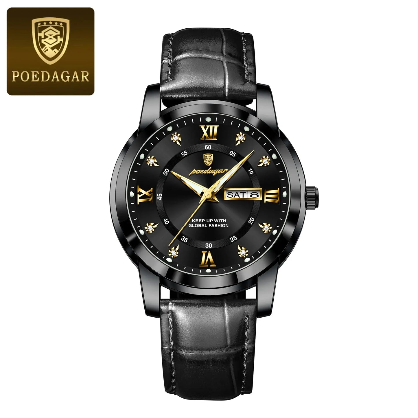 POEDAGAR Luxury Business Male Wristwatch Waterproof Luminous Leather Man Watch Date Week Sport Casual Men's Quartz Watches reloj NovaCart