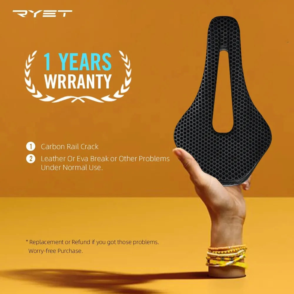 RYET 3D Printed Bike Saddle Ultralight Carbon Fiber Hollow Comfortable Breathable MTB Gravel Road Bicycle Cycling Seating Parts Pi-Mart