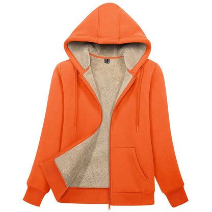 Sherpa-Lined Fleece Zip-Up Hoodie Jacket Women FitiqueFit