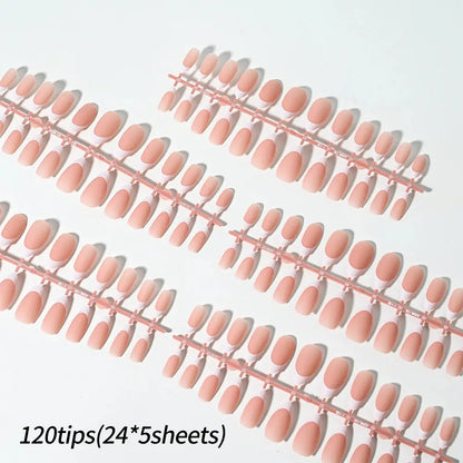 120Pcs Medium Long Square Acrylic French Fake Nails Full Cover Wearable French Press on Nails for Women Mixed Size False Nails NovaCart