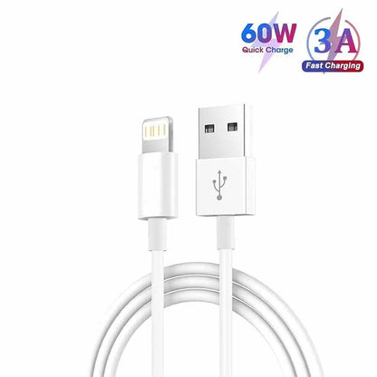3A USB A to Lightning Cable For iPhone 14 13 12 11 Pro Max Plus XR Max USB A Fast Cable Charger Wire Phone Accessories 1M 2M 3M Pi-Mart