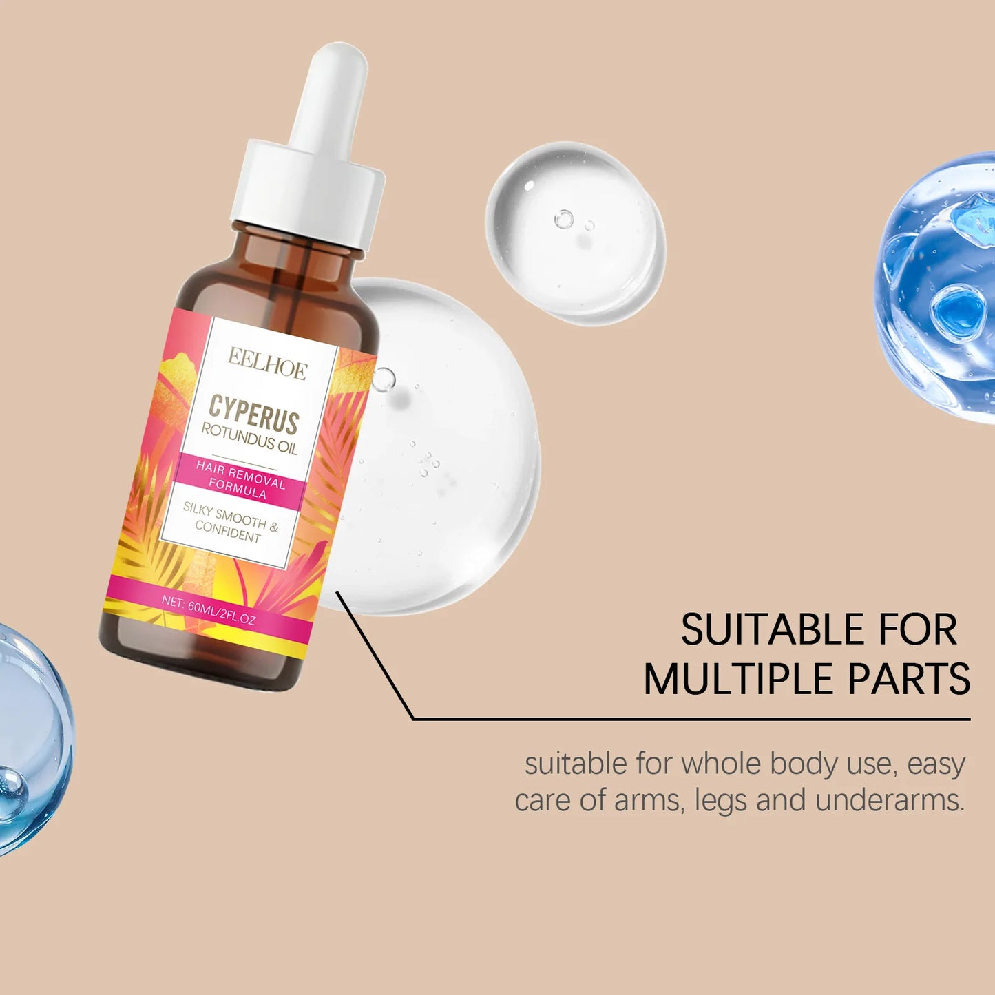 Hair Removal Care Essential Oil Moisturizes and Soothes Skin After Hair Removal, Silky Touch, Plant-Nourishing Care Oil