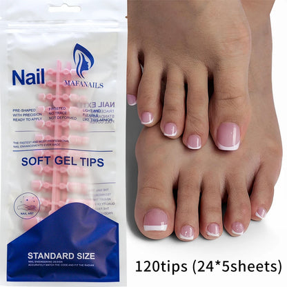 120pcs/Box French Tip Press-On Toenails Pink Color System Square Shape Foot Nails Short Length Glossy Finish False Toe Nails Set NovaCart