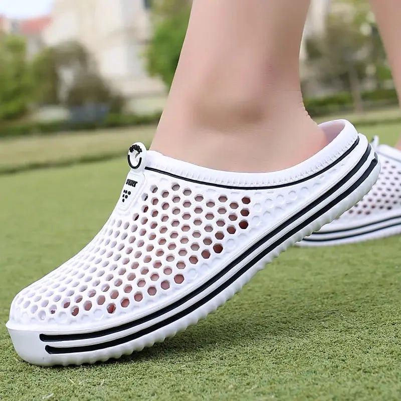 Summer Couple Breathable Half Slippers Men Outdoor Baotou Hole Sandals Beach Flip-flops Men's Casual Flip-flops Platform Sandals NovaCart