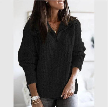 Women's Cable Knit Cardigan Zip Up Sweater Loose Open Front
