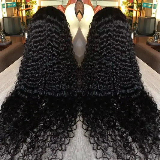 13x6 Glueless 250 Density Brazilian Deep Wave Curly HD Lace Frontal 100% Human Hair Wig For Women Preplucked Best Hair Water Wig NovaCart