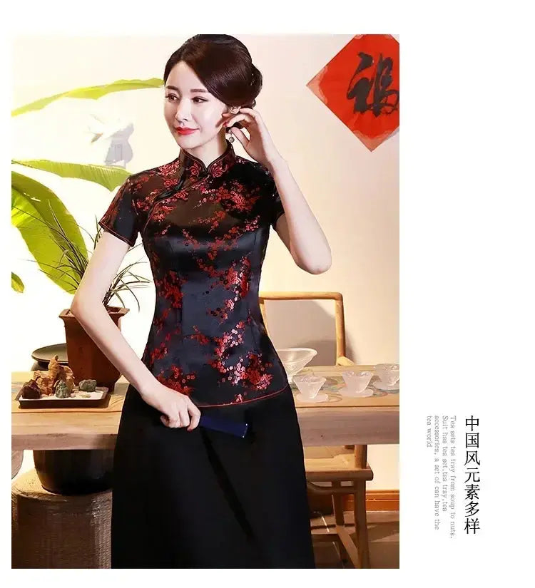 Elegant Ethnic Style Streetwear Cheongsam Qipao Tees Fashion Clothes Tshirts Vintage Shirts for Women Y2k Tops Women Clothing NovaCart